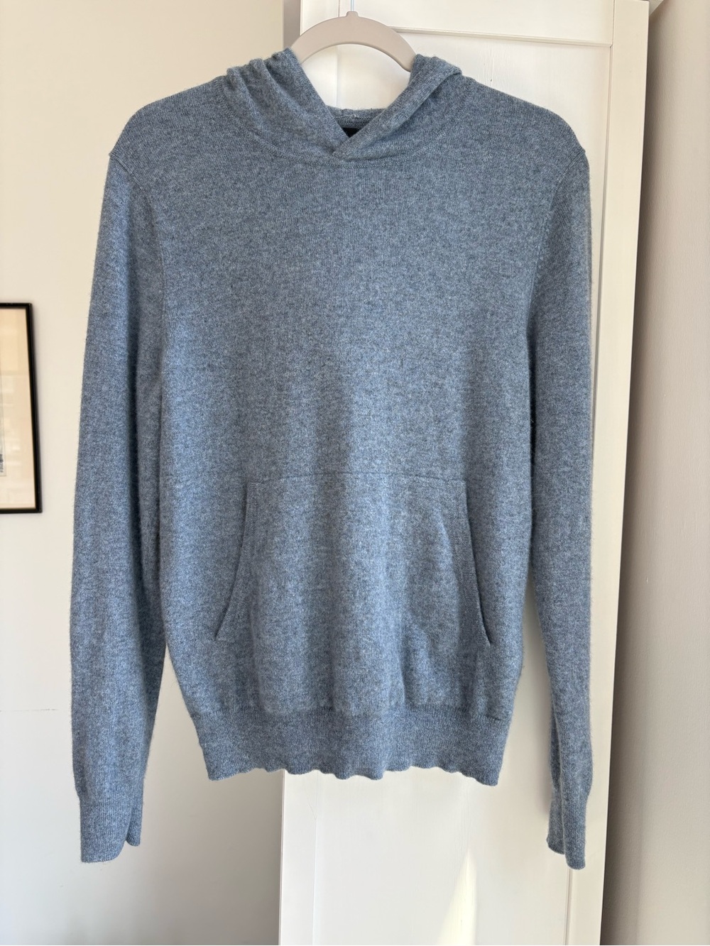 Banana Republic Men's Heather Blue Cashmere Hoodie Sweater Luxury Size S